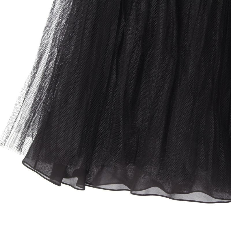 Christian Dior Polyamide Silk Mesh Tulle Long Skirt Bottoms 111j58a8648 Black 40