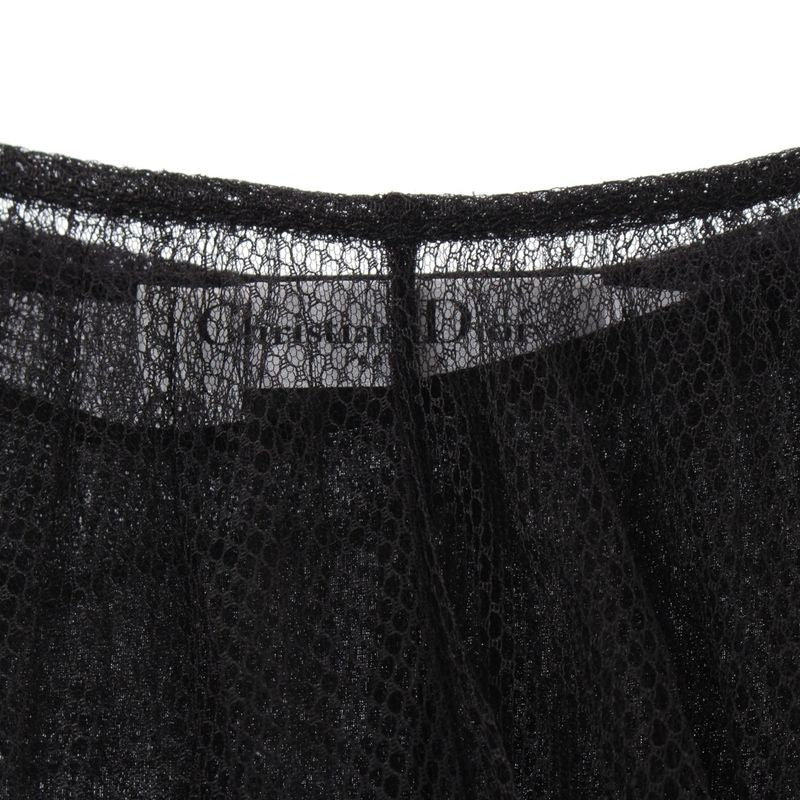 Christian Dior Polyamide Silk Mesh Tulle Long Skirt Bottoms 111j58a8648 Black 40