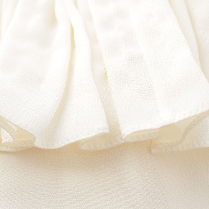 Celine Silk Pleated Collar Bow Blouse Short Sleeves Top 2b485008d Ivory 36