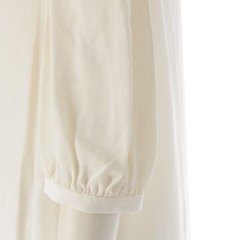 Celine Silk Pleated Collar Bow Blouse Short Sleeves Top 2b485008d Ivory 36