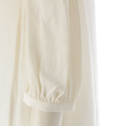 Celine Silk Pleated Collar Bow Blouse Short Sleeves Top 2b485008d Ivory 36