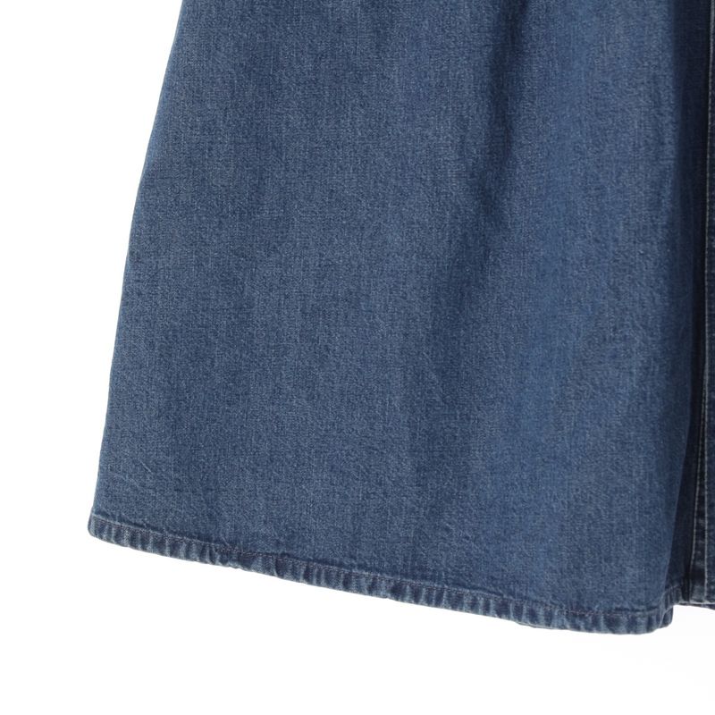 Celine Carriage Gold Button Front Opening Denim Long Skirt Bottoms Blue 26