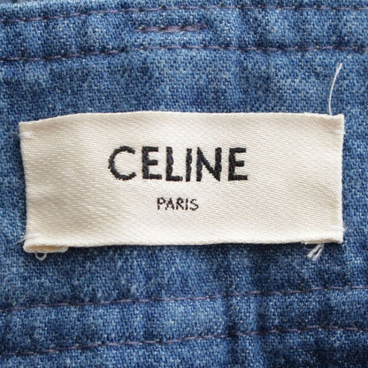 Celine Carriage Gold Button Front Opening Denim Long Skirt Bottoms Blue 26