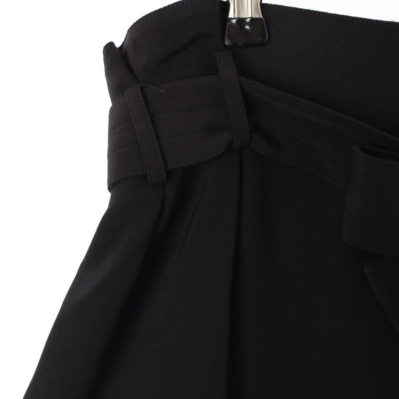 Celine Triomphe Silk Belted Gold Hardware Skirt Bottoms Black 36