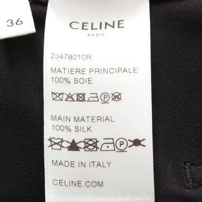 Celine Triomphe Silk Belted Gold Hardware Skirt Bottoms Black 36