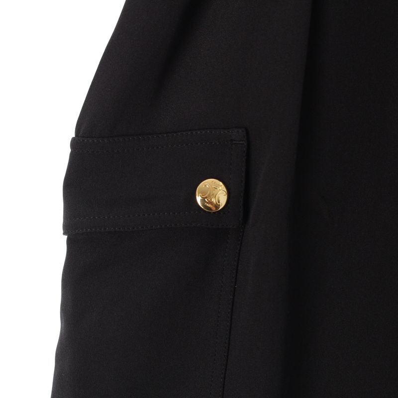Celine Triomphe Silk Belted Gold Hardware Skirt Bottoms Black 36