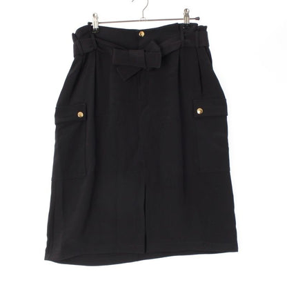 Celine Triomphe Silk Belted Gold Hardware Skirt Bottoms Black 36
