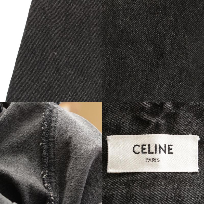 Celine 2021 Cotton Denim High Waist Pants Bottoms Black 27