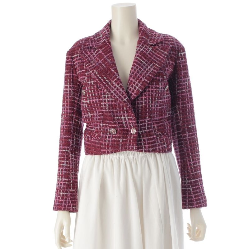 Chanel 23ss Coco Mark Rhinestone Tweed Cropped Tailored Jacket Outerwear P74830