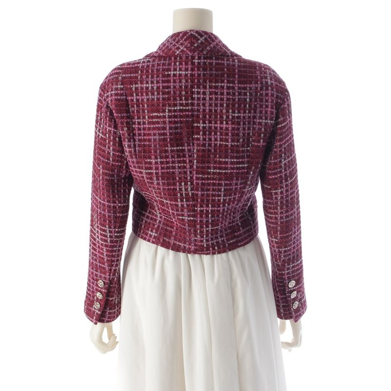 Chanel 23ss Coco Mark Rhinestone Tweed Cropped Tailored Jacket Outerwear P74830