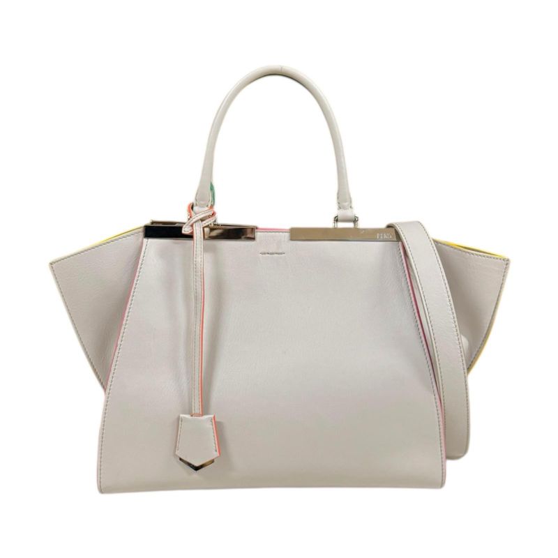 Fendi Trois Jour Shoulder Bag Leather 8bh279 Beige Ladies Fendi Preowned Fendi