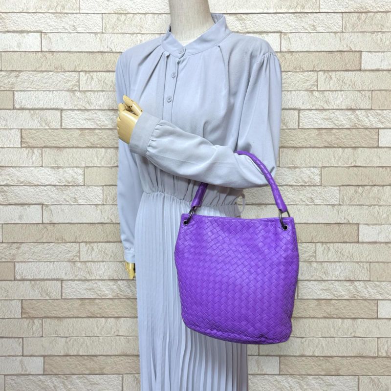 Bottega Veneta Hobo Bag Intrecciato Tote Leather Purple Women's Bottega Veneta