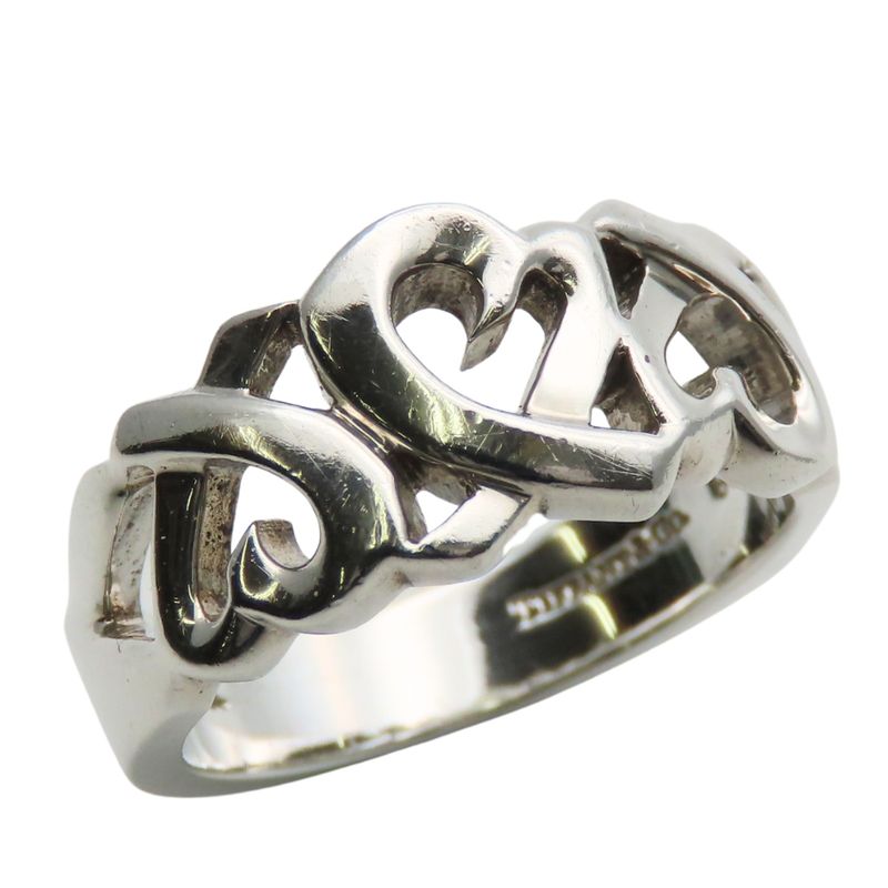 Tiffany & Co Ring - Triple Loving Heart 925 Silver Approx 5.5g Silver Paloma