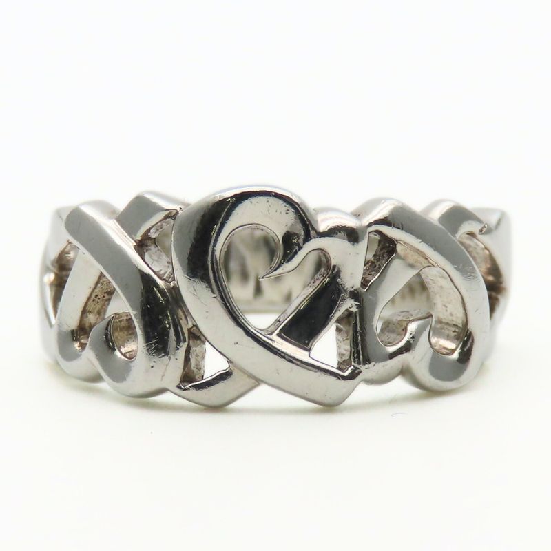 Tiffany & Co Ring - Triple Loving Heart 925 Silver Approx 5.5g Silver Paloma