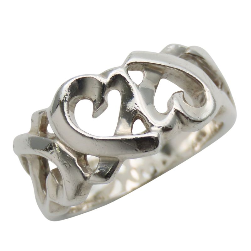 Tiffany & Co Ring - Triple Loving Heart 925 Silver Approx 4.9g Silver Paloma