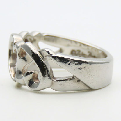 Tiffany & Co Ring - Triple Loving Heart 925 Silver Approx 4.9g Silver Paloma