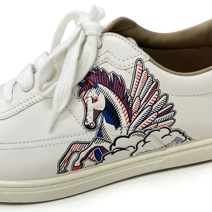Hermes Quicker Sneakers Shoes Leather White Red Blue Pegase Pegasus