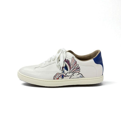 Hermes Quicker Sneakers Shoes Leather White Red Blue Pegase Pegasus