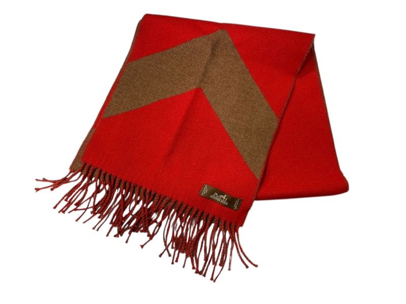 3569 Hermes Cazac Zigzag Arrow Scarf Cashmere Preowned Excellent Condition