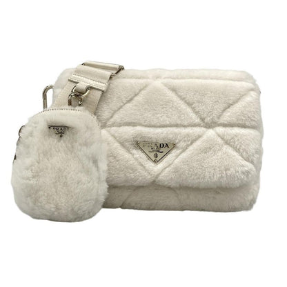 Prada Shoulder Bag Excellent Condition - 1bd292 White Fur