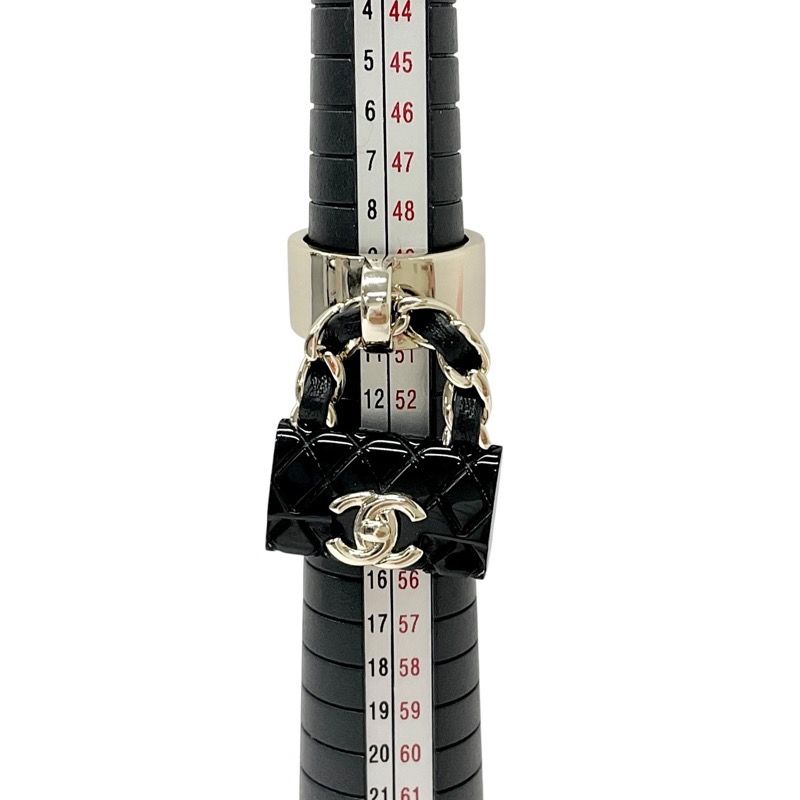 Chanel Ring Gold Black Coco Mark Matelasse Bag Charm
