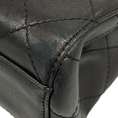 Chanel Shoulder Bag Wild Stitch Black Silver Hardware Leather