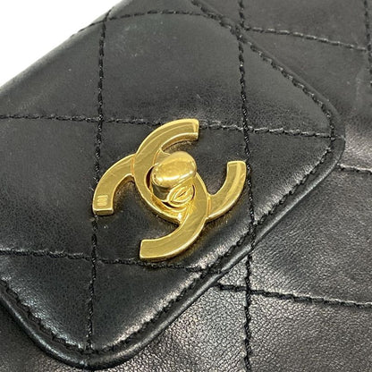 Chanel Shoulder Bag Wild Stitch Black Silver Hardware Leather