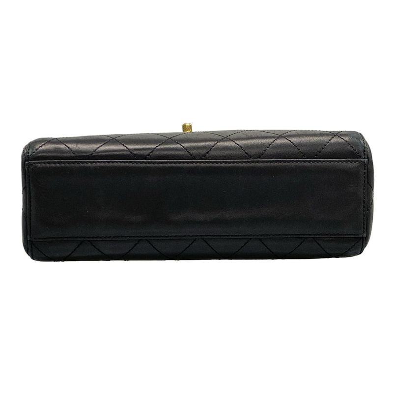 Chanel Shoulder Bag Wild Stitch Black Silver Hardware Leather