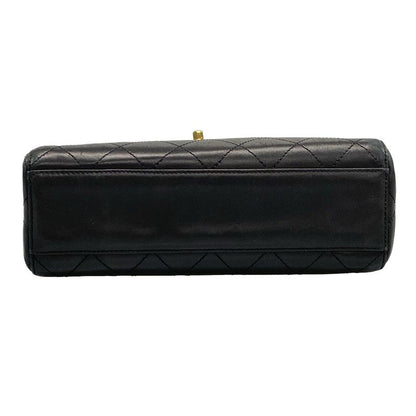 Chanel Shoulder Bag Wild Stitch Black Silver Hardware Leather