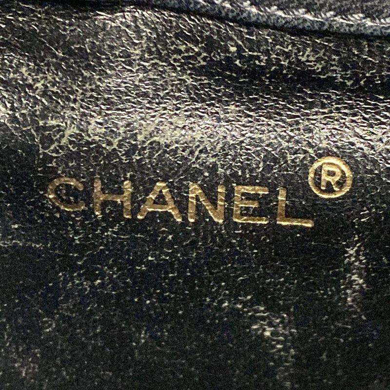 Chanel Shoulder Bag Wild Stitch Black Silver Hardware Leather