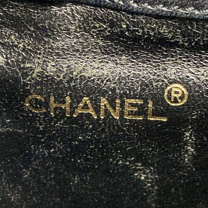 Chanel Shoulder Bag Wild Stitch Black Silver Hardware Leather