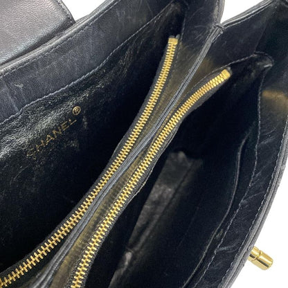 Chanel Shoulder Bag Wild Stitch Black Silver Hardware Leather