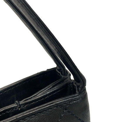 Chanel Shoulder Bag Wild Stitch Black Silver Hardware Leather