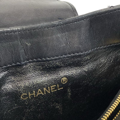 Chanel Shoulder Bag Wild Stitch Black Silver Hardware Leather