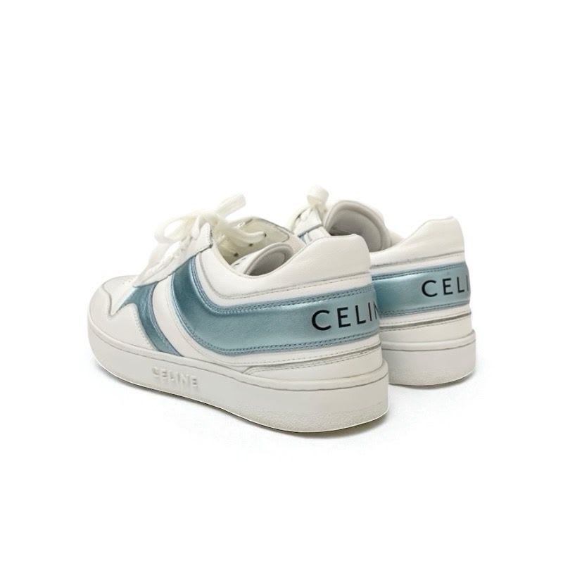 Celine Sneakers Shoes Leather White Blue Logo