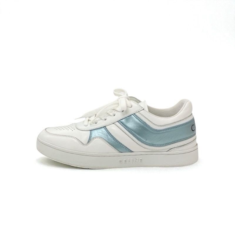 Celine Sneakers Shoes Leather White Blue Logo
