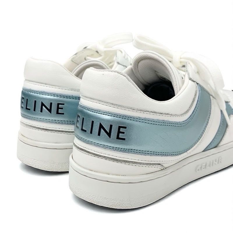 Celine Sneakers Shoes Leather White Blue Logo