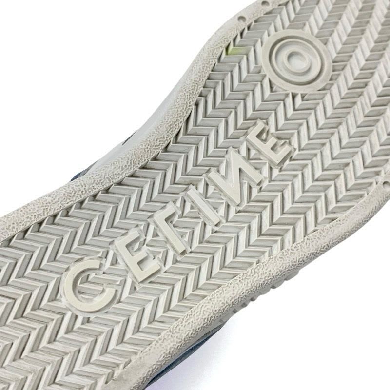 Celine Sneakers Shoes Leather White Blue Logo
