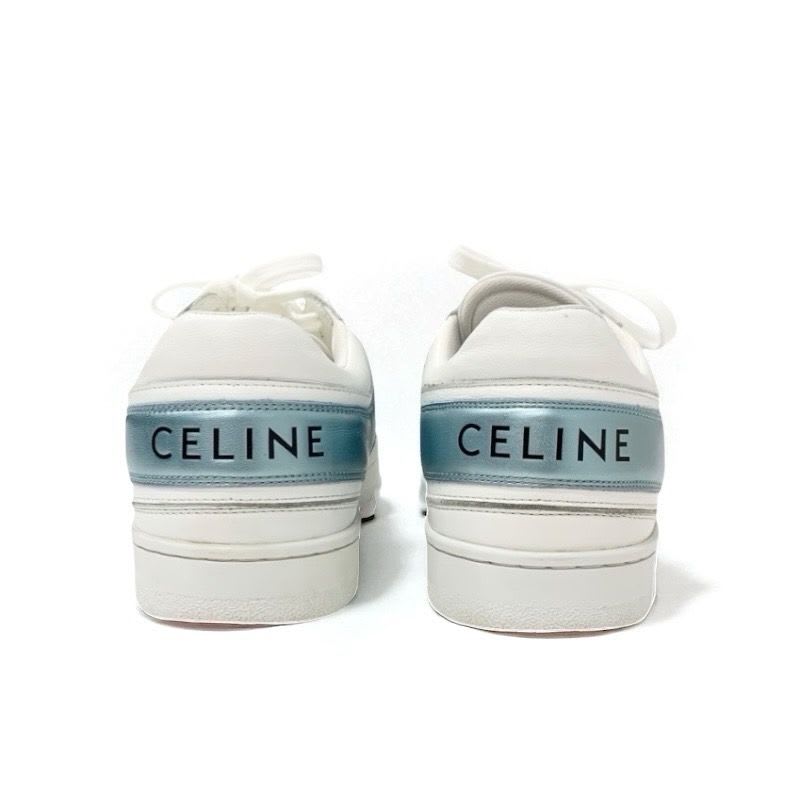 Celine Sneakers Shoes Leather White Blue Logo