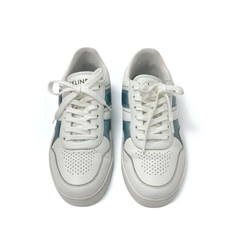 Celine Sneakers Shoes Leather White Blue Logo