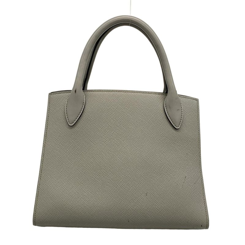 Prada Tote Monochrome Bag 1ba156 Gray Leather