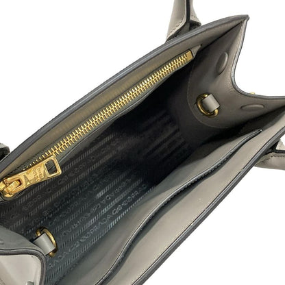 Prada Tote Monochrome Bag 1ba156 Gray Leather