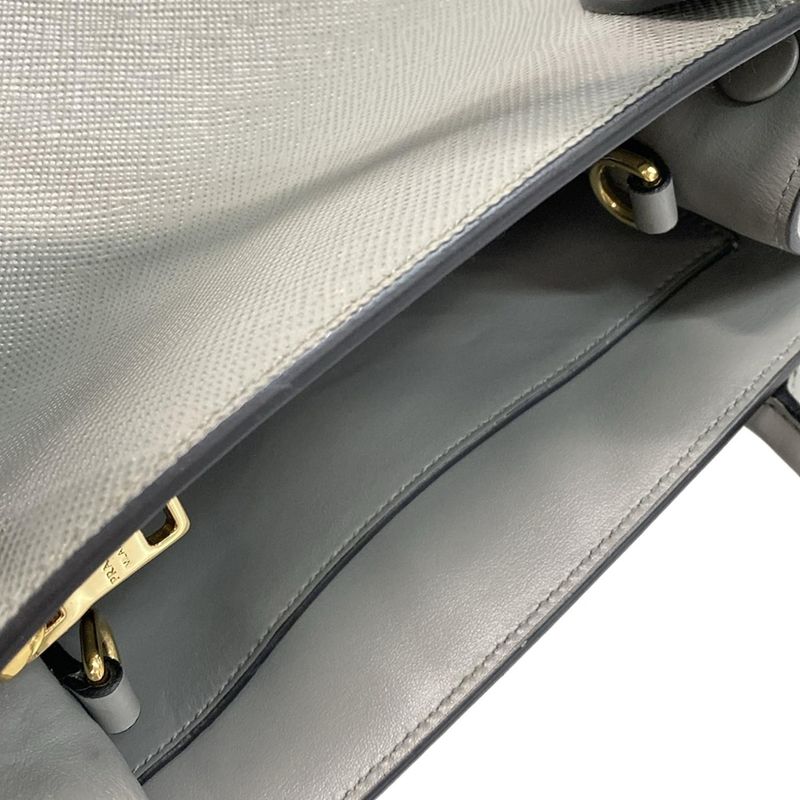 Prada Tote Monochrome Bag 1ba156 Gray Leather