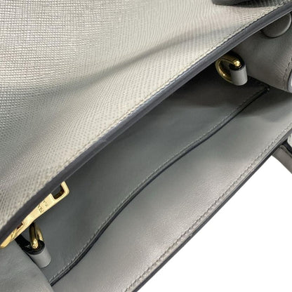 Prada Tote Monochrome Bag 1ba156 Gray Leather