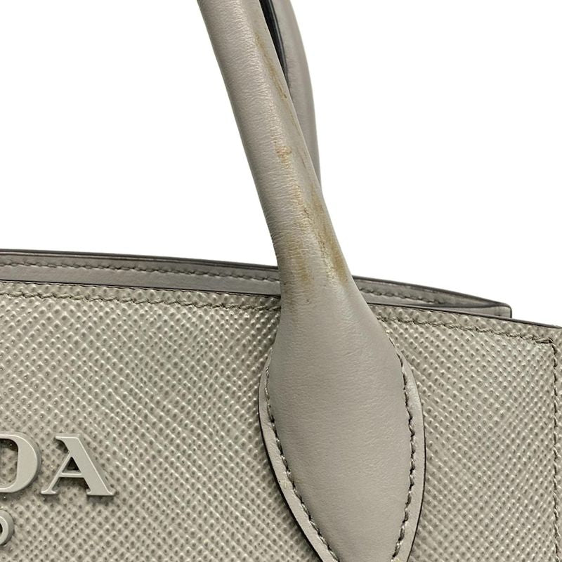 Prada Tote Monochrome Bag 1ba156 Gray Leather