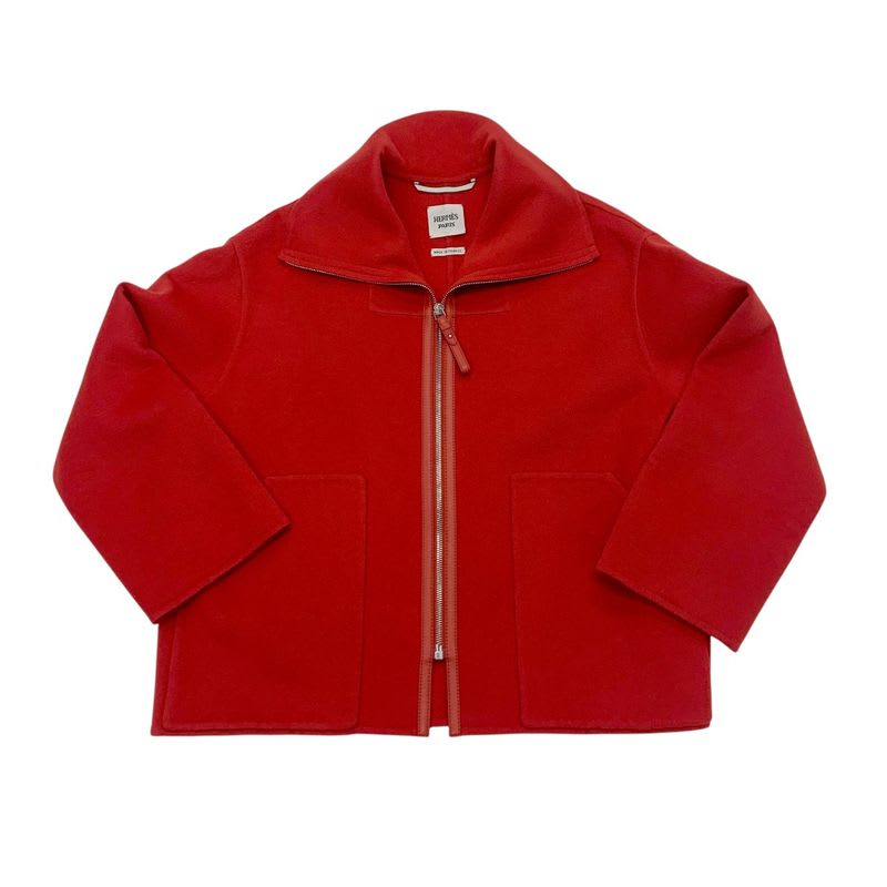 Hermes Outer Cashmere Red Short Coat