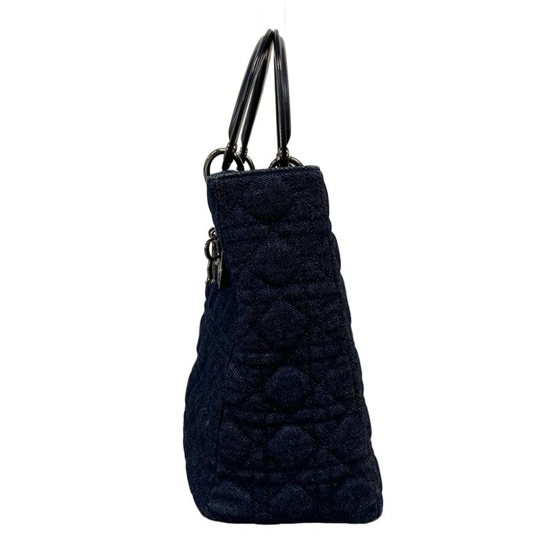 Dior Christian Dior Handbag Lady Dior Large Bag Navy Leather