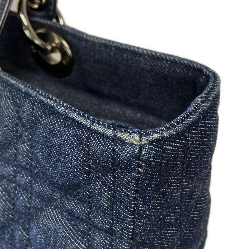 Dior Christian Dior Handbag Lady Dior Large Bag Navy Leather