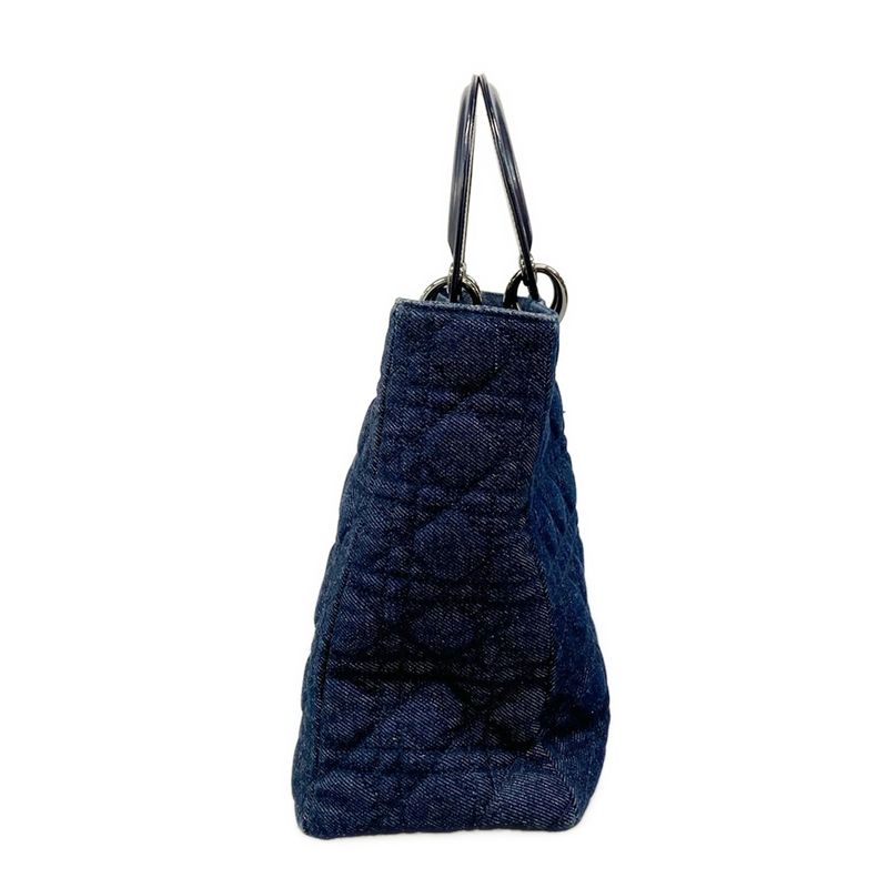 Dior Christian Dior Handbag Lady Dior Large Bag Navy Leather
