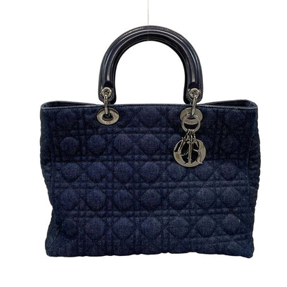 Dior Christian Dior Handbag Lady Dior Large Bag Navy Leather